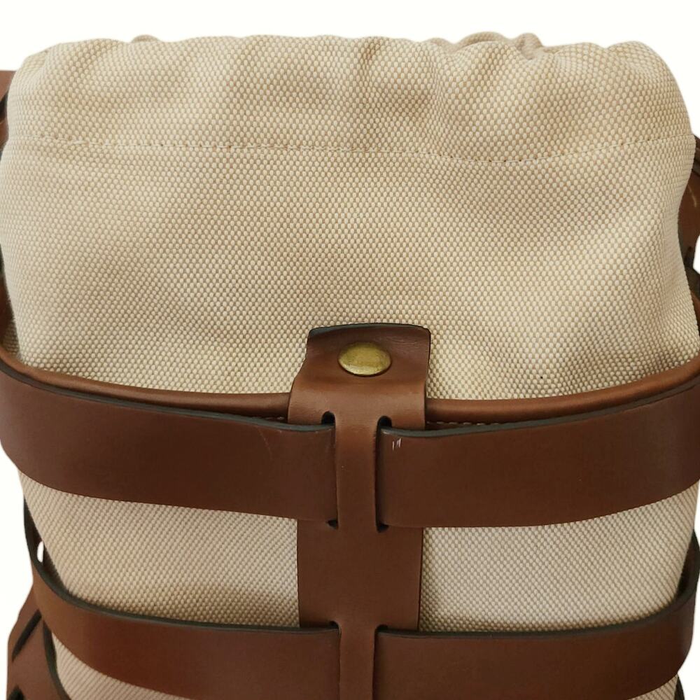 TRADEMARK Hesse caged leather canvas pouch bucket shoulder bag statement purse - Picture 4 of 8